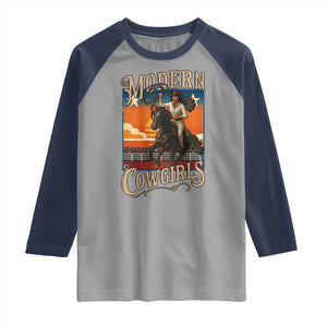 Modern Cowgirls Raglan Shirt American Woman Western Rodeo TS12 Sport Gray Navy Print Your Wear