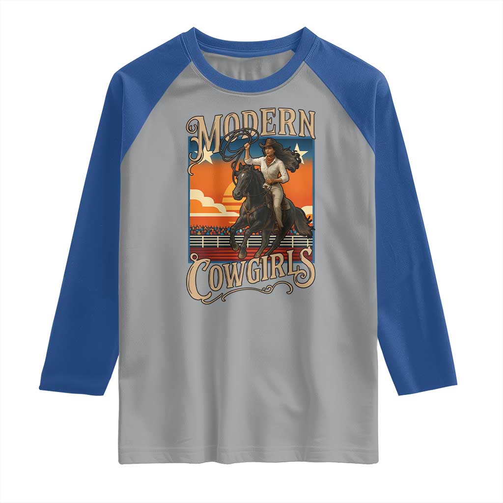 Modern Cowgirls Raglan Shirt American Woman Western Rodeo TS12 Sport Gray Royal Print Your Wear