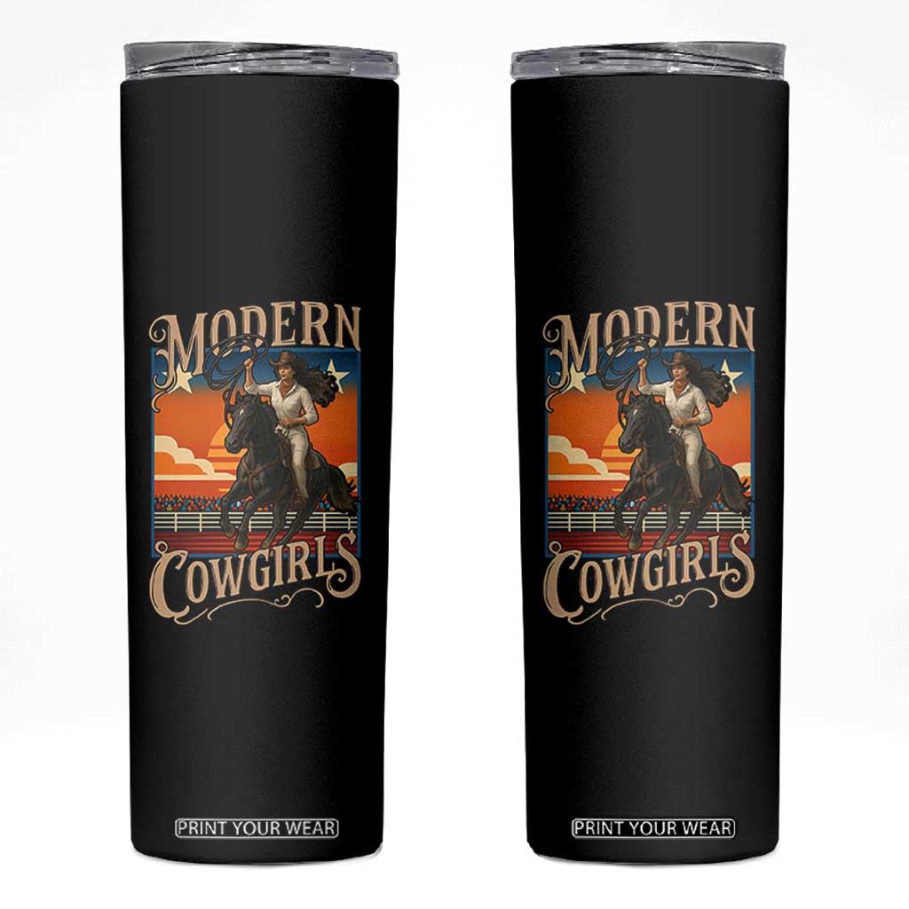 Modern Cowgirls Skinny Tumbler American Woman Western Rodeo TS12 Black Print Your Wear