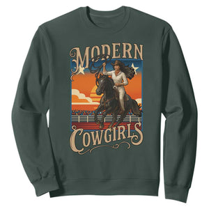 Modern Cowgirls Sweatshirt American Woman Western Rodeo TS12 Dark Forest Green Print Your Wear
