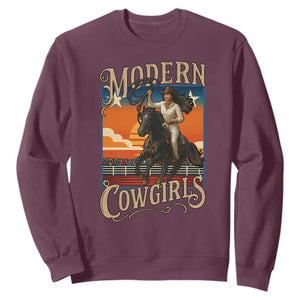 Modern Cowgirls Sweatshirt American Woman Western Rodeo TS12 Maroon Print Your Wear