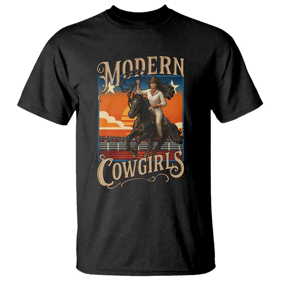 Modern Cowgirls T Shirt American Woman Western Rodeo TS12 Black Print Your Wear
