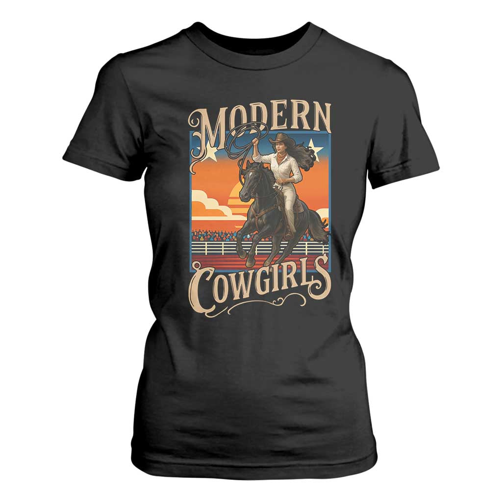 Modern Cowgirls T Shirt For Women American Woman Western Rodeo TS12 Black Print Your Wear