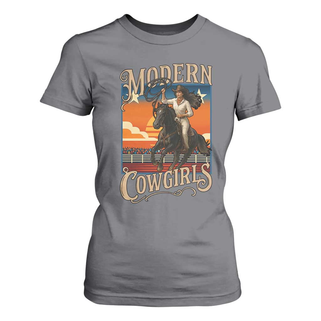 Modern Cowgirls T Shirt For Women American Woman Western Rodeo TS12 Charcoal Print Your Wear