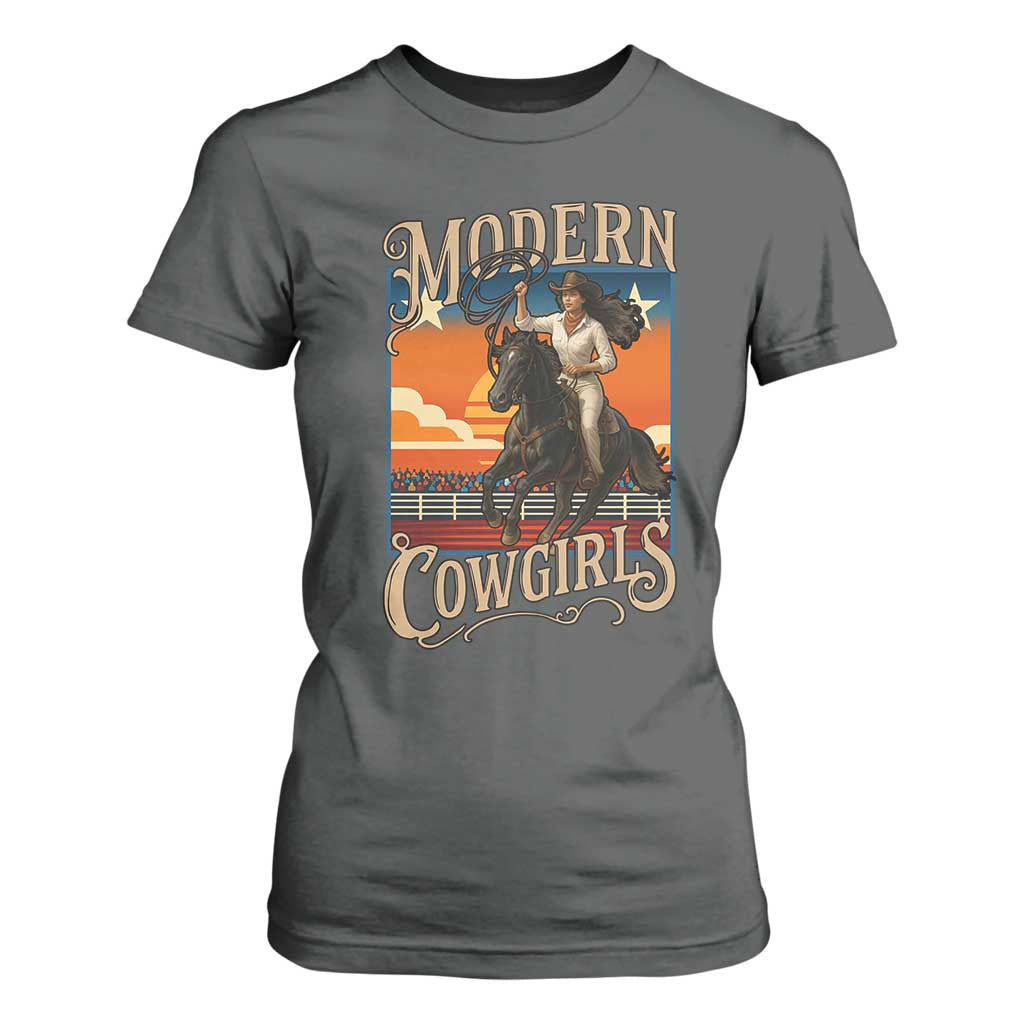 Modern Cowgirls T Shirt For Women American Woman Western Rodeo TS12 Dark Heather Print Your Wear