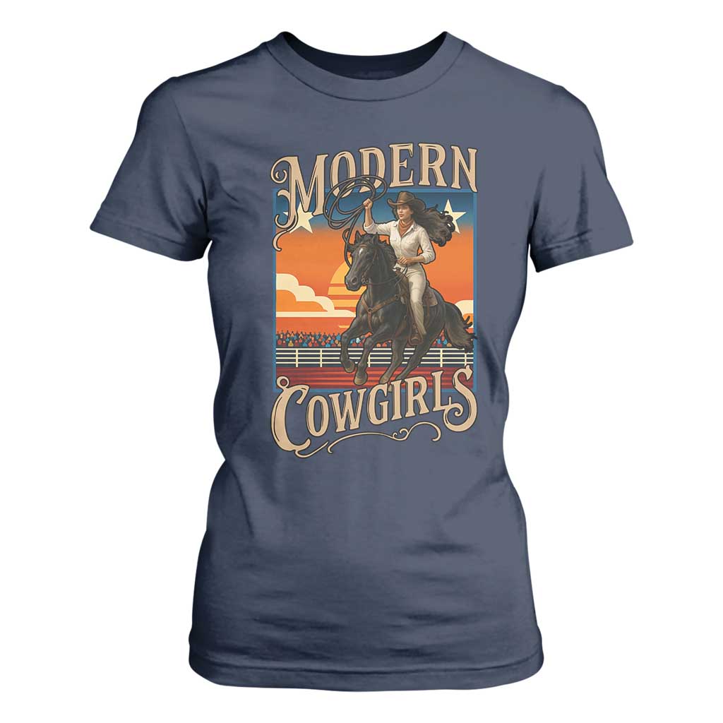 Modern Cowgirls T Shirt For Women American Woman Western Rodeo TS12 Navy Print Your Wear