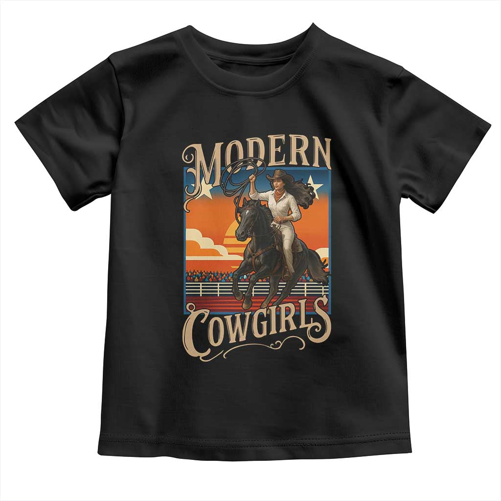 Modern Cowgirls Toddler T Shirt American Woman Western Rodeo TS12 Black Print Your Wear