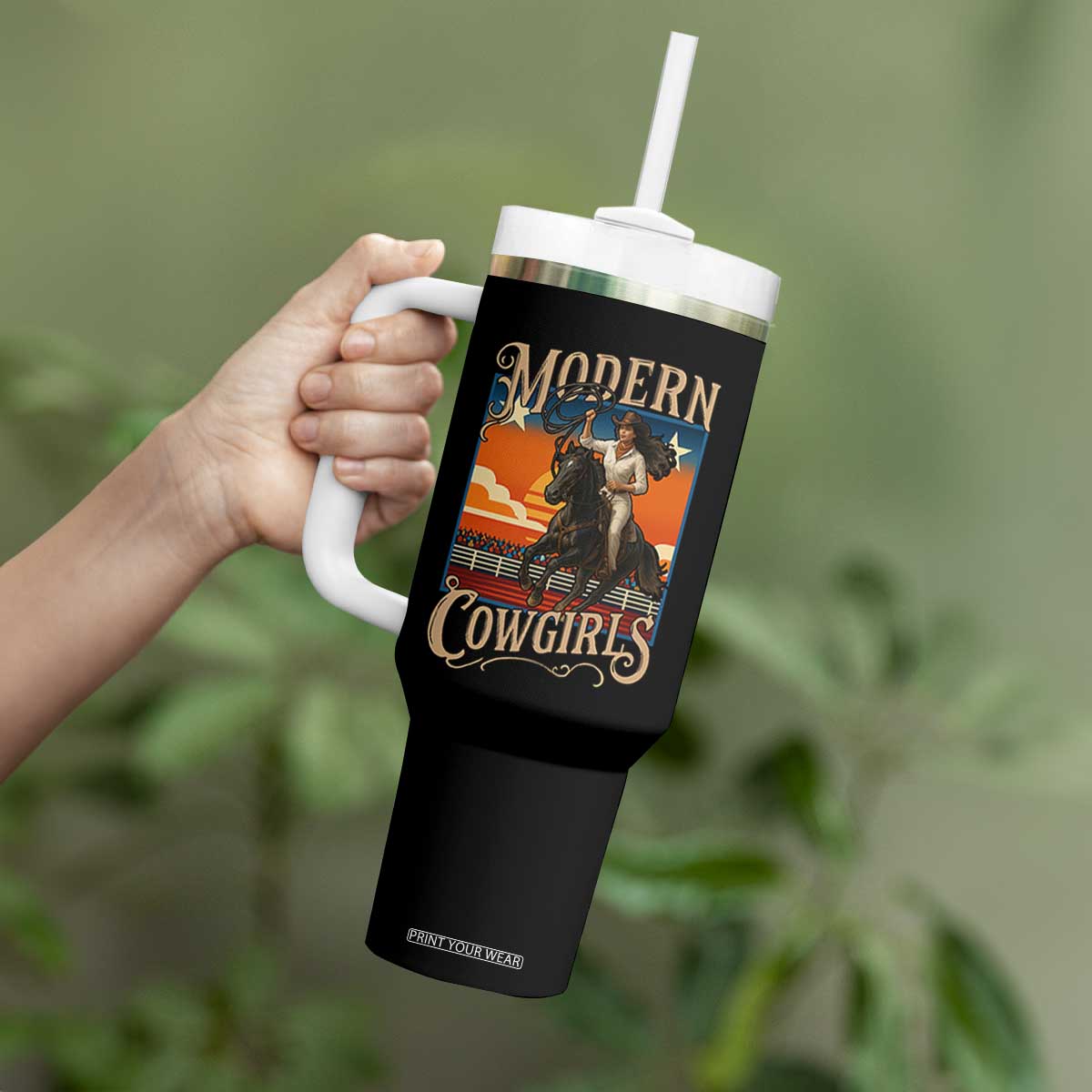 Modern Cowgirls Tumbler With Handle American Woman Western Rodeo TS12 Print Your Wear