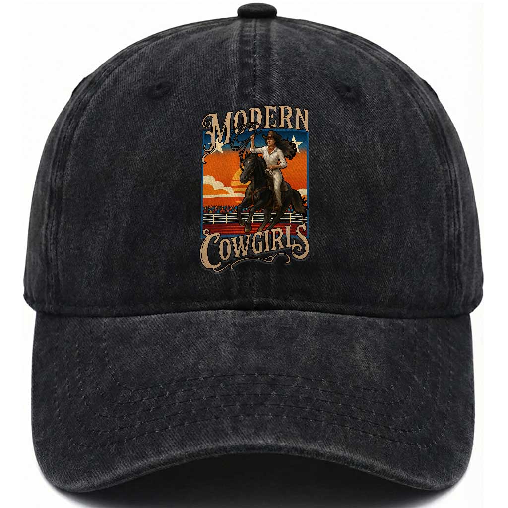 Modern Cowgirls Washed Cotton Baseball Cap American Woman Western Rodeo TS12 Print Your Wear