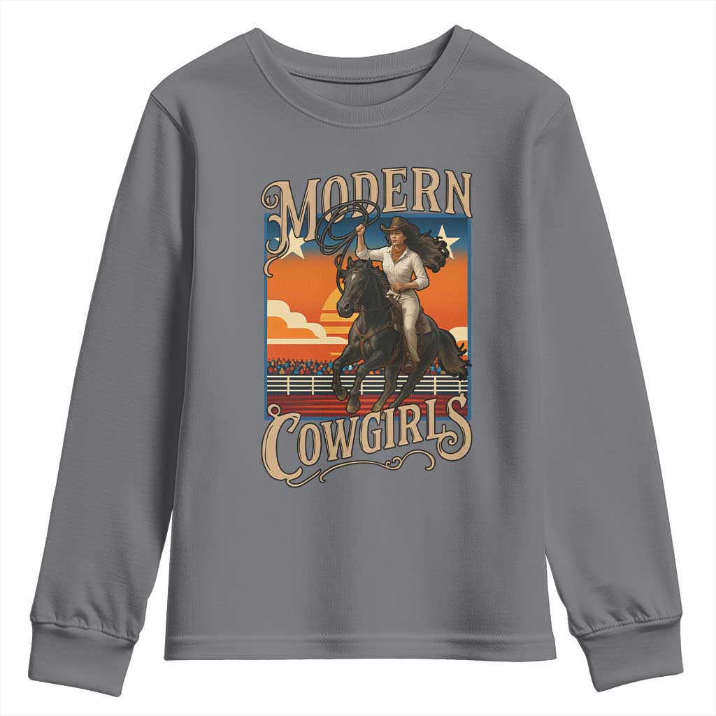 Modern Cowgirls Youth Sweatshirt American Woman Western Rodeo TS12 Charcoal Print Your Wear