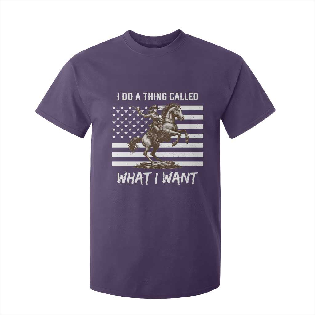 Patriotic Cowgirl T Shirt For Kid I Do A Thing Called What I Want American Flag TS12 Purple Print Your Wear
