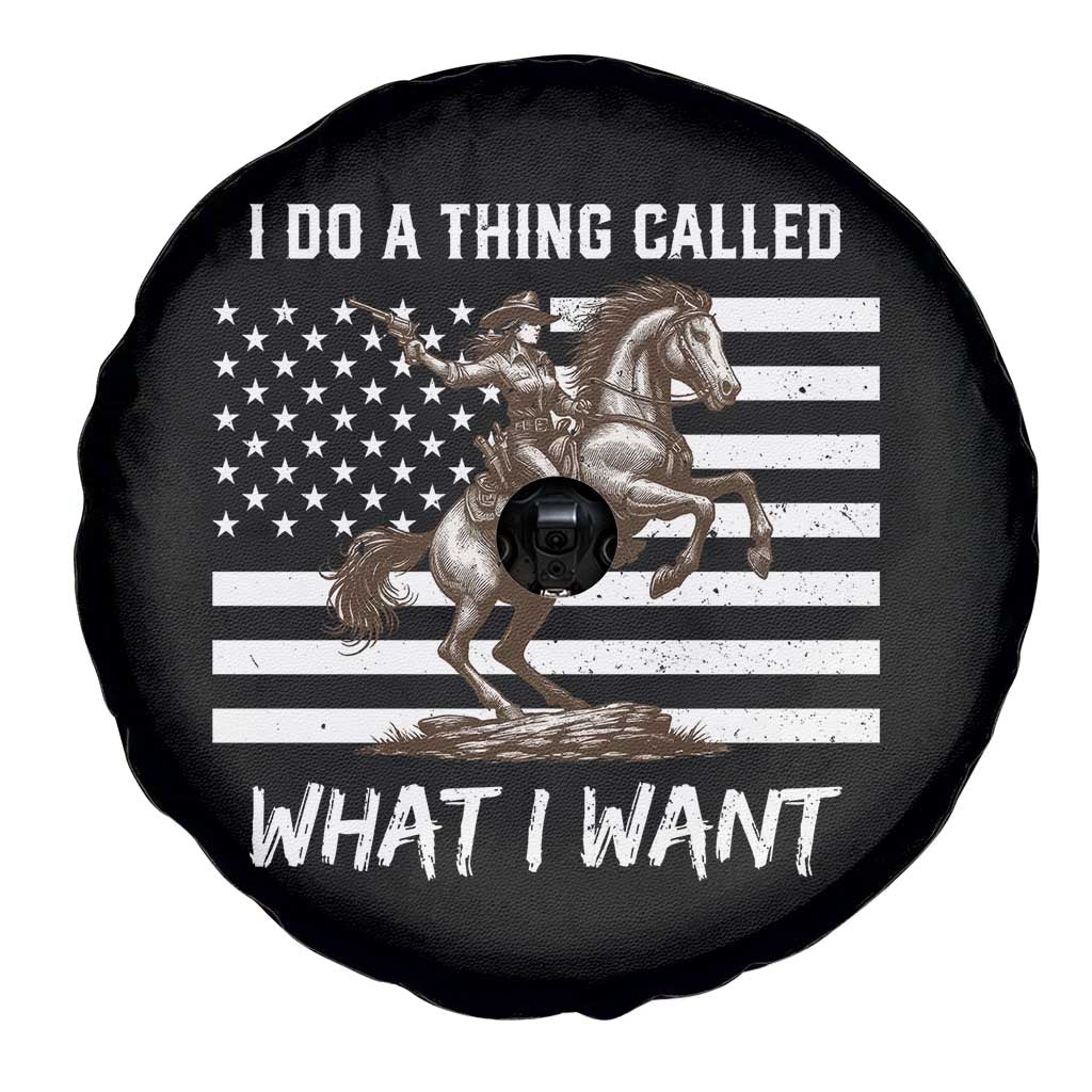 Patriotic Cowgirl Spare Tire Cover I Do A Thing Called What I Want American Flag TS12 Print Your Wear