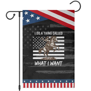 Patriotic Cowgirl Garden Flag I Do A Thing Called What I Want American Flag TS12 Distressed Black Blue Print Your Wear