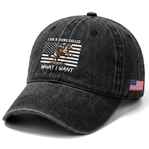 Patriotic Cowgirl Washed Cotton Baseball Cap I Do A Thing Called What I Want American Flag TS12 Print Your Wear