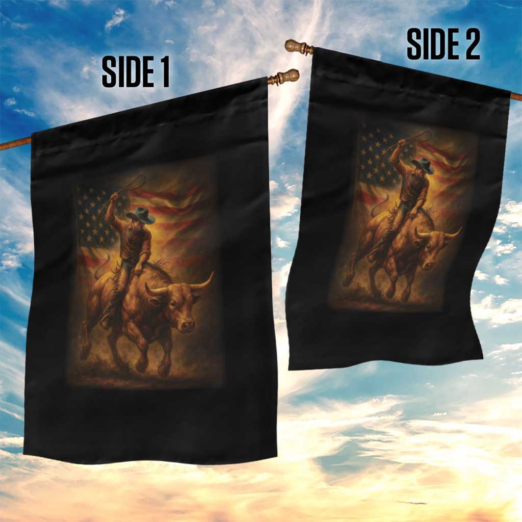 Patriotic Cowboy Garden Flag American Bucking Bull Rider USA Rodeo Art TS12 Print Your Wear