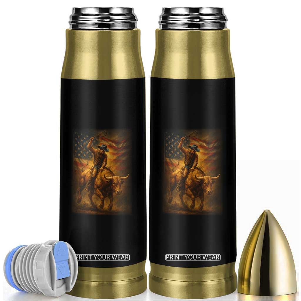 Patriotic Cowboy Bullet Tumbler American Bucking Bull Rider USA Rodeo Art TS12 Black Print Your Wear
