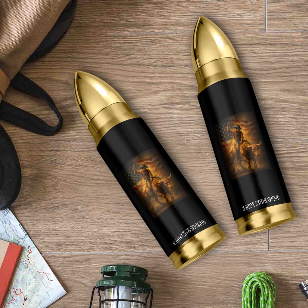 Patriotic Cowboy Bullet Tumbler American Bucking Bull Rider USA Rodeo Art TS12 Print Your Wear