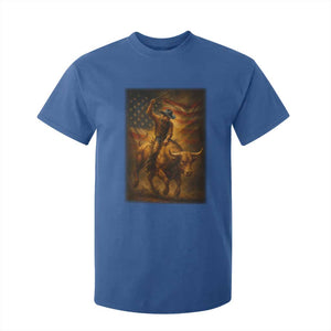 Patriotic Cowboy T Shirt For Kid American Bucking Bull Rider USA Rodeo Art TS12 Royal Blue Print Your Wear