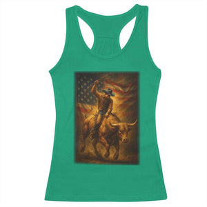 Patriotic Cowboy Racerback Tank Top American Bucking Bull Rider USA Rodeo Art TS12 Irish Green Print Your Wear