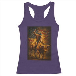 Patriotic Cowboy Racerback Tank Top American Bucking Bull Rider USA Rodeo Art TS12 Purple Print Your Wear