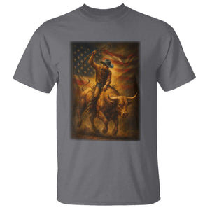 Patriotic Cowboy T Shirt American Bucking Bull Rider USA Rodeo Art TS12 Charcoal Print Your Wear