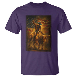 Patriotic Cowboy T Shirt American Bucking Bull Rider USA Rodeo Art TS12 Purple Print Your Wear