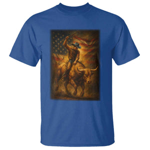 Patriotic Cowboy T Shirt American Bucking Bull Rider USA Rodeo Art TS12 Royal Blue Print Your Wear