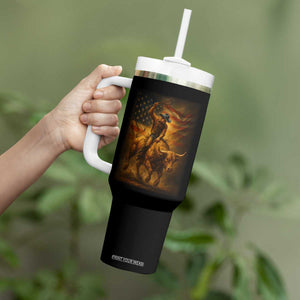 Patriotic Cowboy Tumbler With Handle American Bucking Bull Rider USA Rodeo Art TS12 Print Your Wear