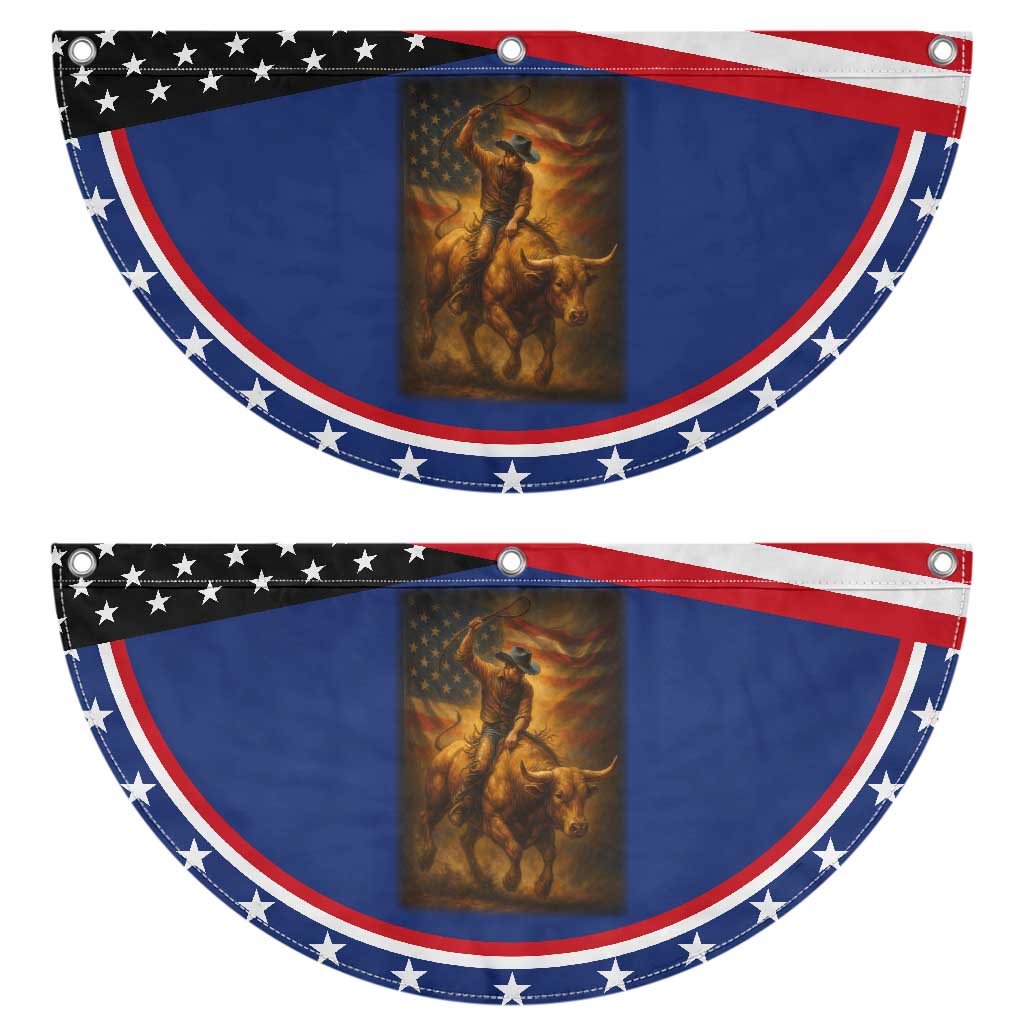 Cowboy USA Pride Patriotic Fan Flag American Bucking Bull Rider USA Rodeo Art
