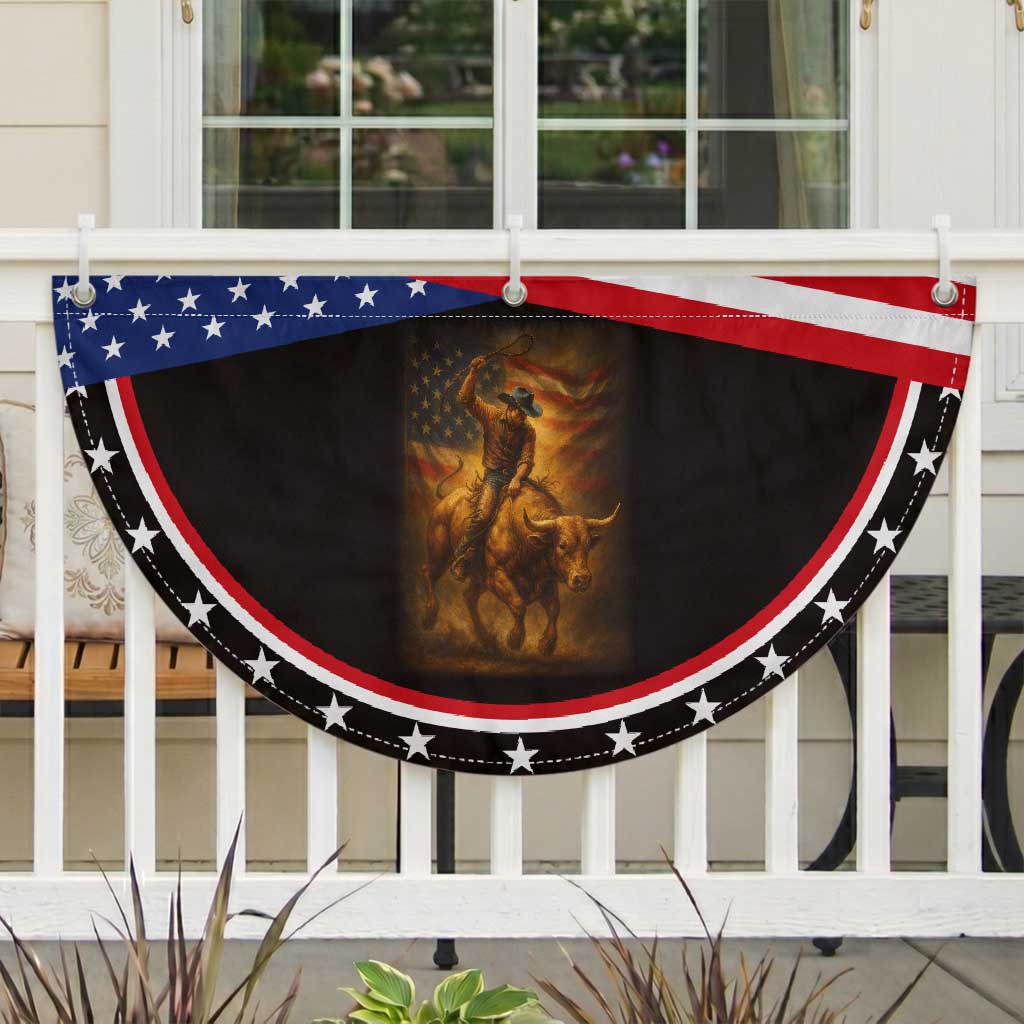 Cowboy USA Pride Patriotic Fan Flag American Bucking Bull Rider USA Rodeo Art