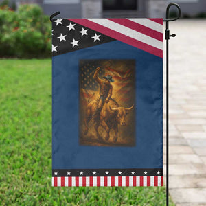 Patriotic Cowboy Garden Flag American Bucking Bull Rider USA Rodeo Art TS12 Classic Blue Black Print Your Wear