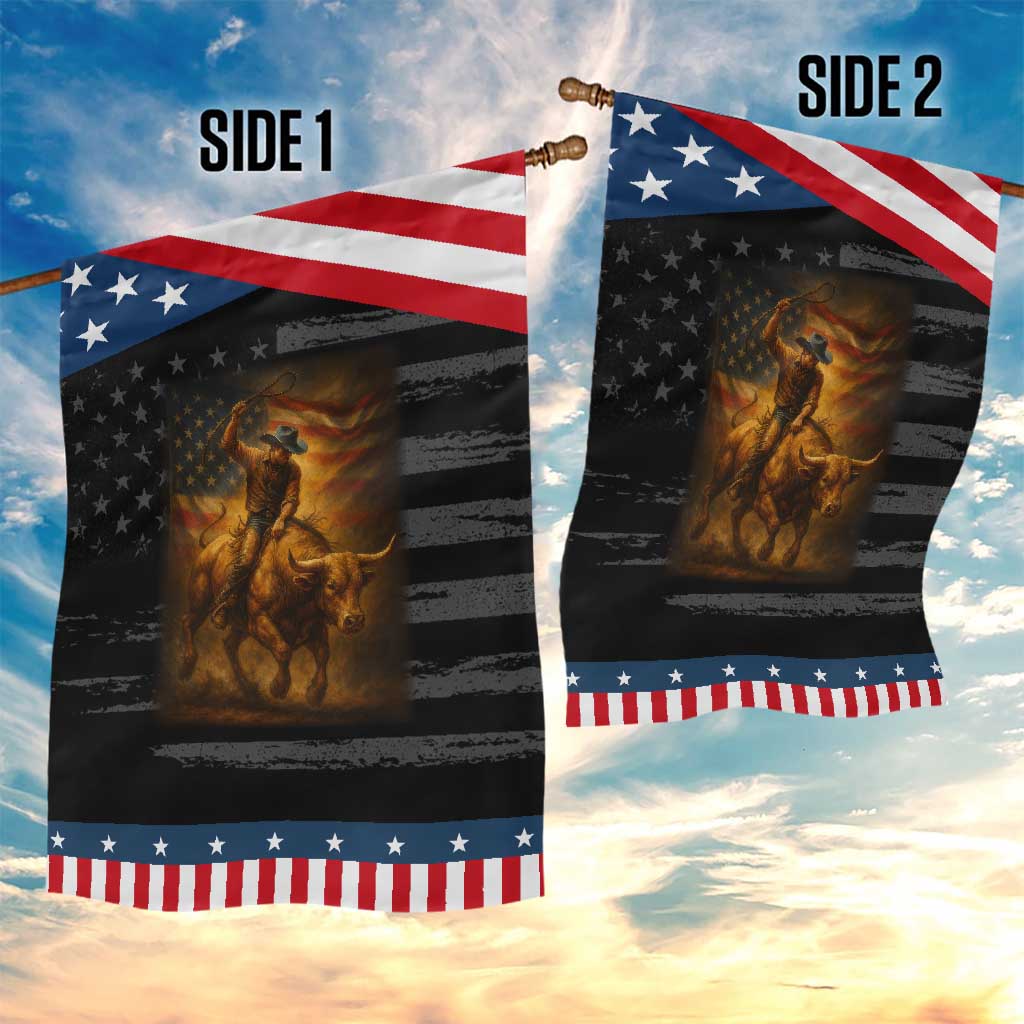 Patriotic Cowboy Garden Flag American Bucking Bull Rider USA Rodeo Art TS12 Print Your Wear