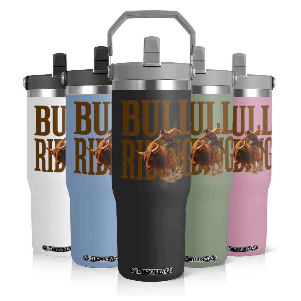 Bull Riding Cowboy Western Texas Rodeo Life Flip Straw Tumbler TS12 Print Your Wear