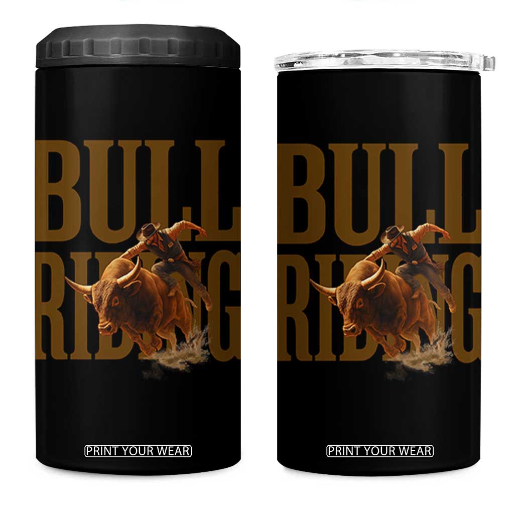 Bull Riding Cowboy Western Texas Rodeo Life 4 in 1 Can Cooler Tumbler TS12 One Size: 16 oz Black Print Your Wear