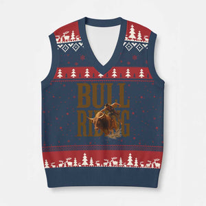 Bull Riding Cowboy Western Texas Rodeo Life V-Neck Knit Sweater Vest TS12 Navy Red Print Your Wear