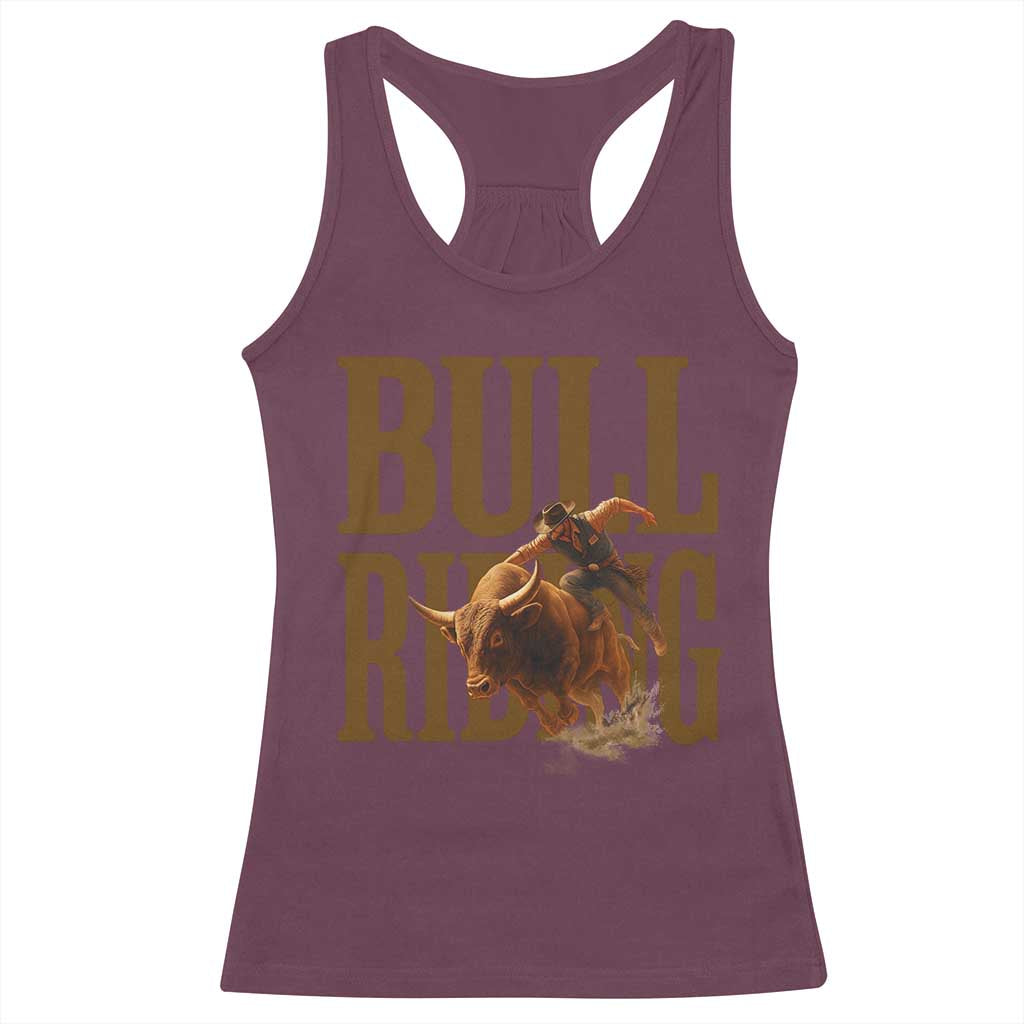 Bull Riding Cowboy Western Texas Rodeo Life Racerback Tank Top TS12 Maroon Print Your Wear