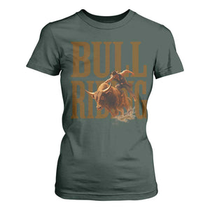 Bull Riding Cowboy Western Texas Rodeo Life T Shirt For Women TS12 Dark Forest Green Print Your Wear