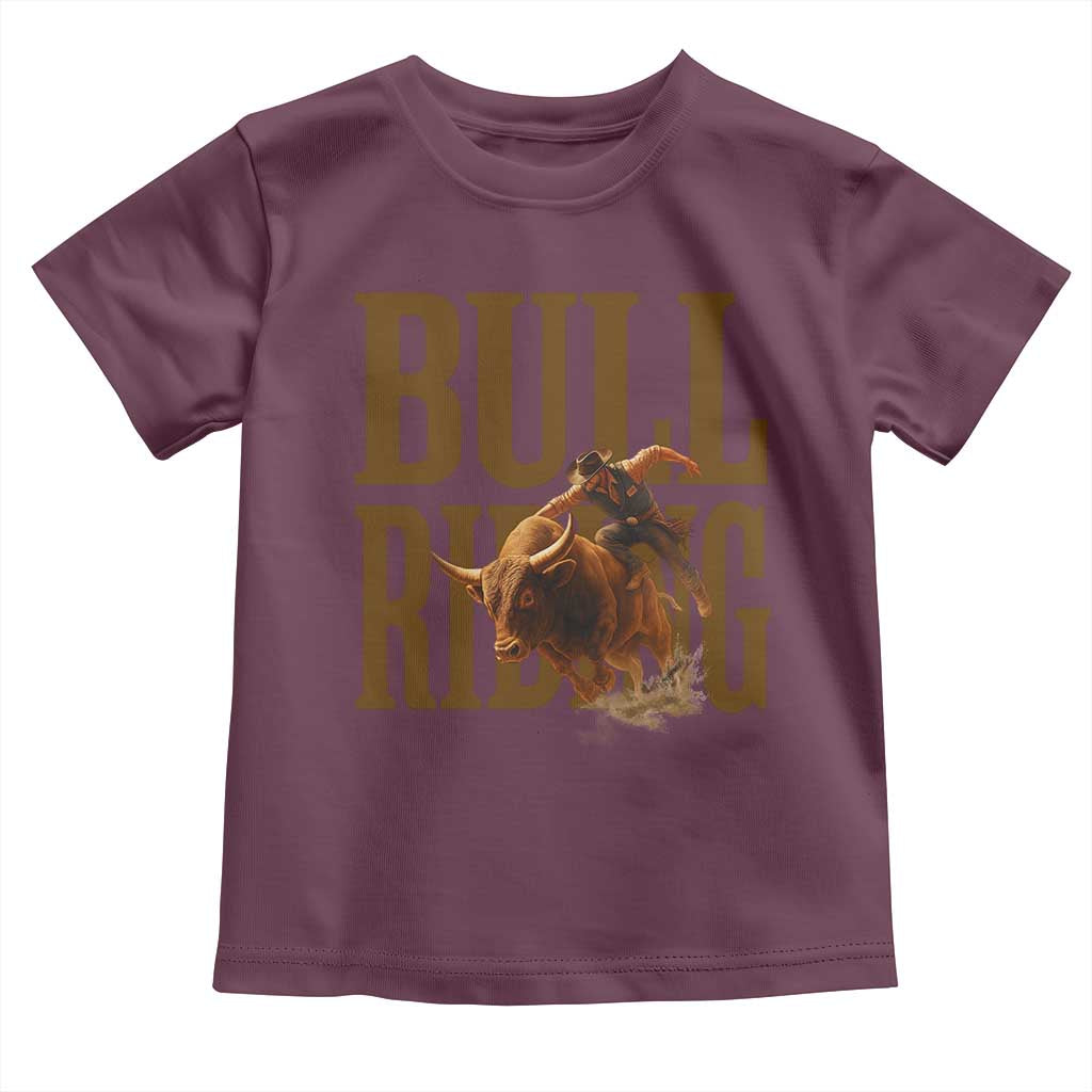 Bull Riding Cowboy Western Texas Rodeo Life Toddler T Shirt TS12 Maroon Print Your Wear