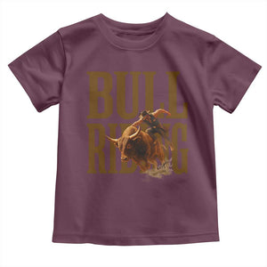 Bull Riding Cowboy Western Texas Rodeo Life Toddler T Shirt TS12 Maroon Print Your Wear