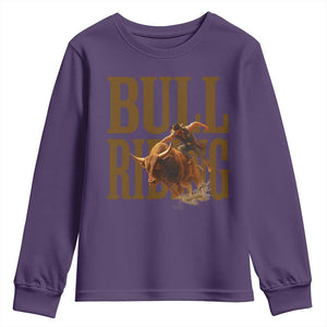 Bull Riding Cowboy Western Texas Rodeo Life Youth Sweatshirt TS12 Purple Print Your Wear