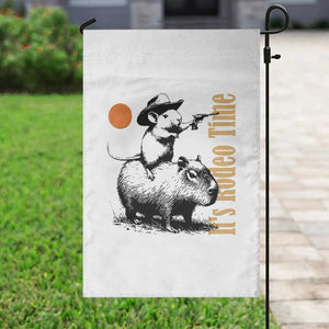 It Is Rodeo Time Garden Flag Funny Wild West Mouse Riding Capybara TS12 Print Your Wear