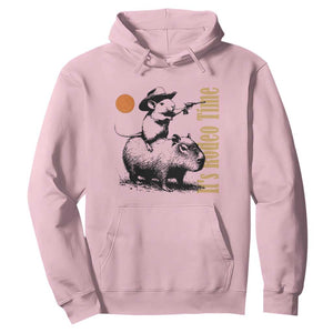 It Is Rodeo Time Hoodie Funny Wild West Mouse Riding Capybara TS12 Light Pink Print Your Wear