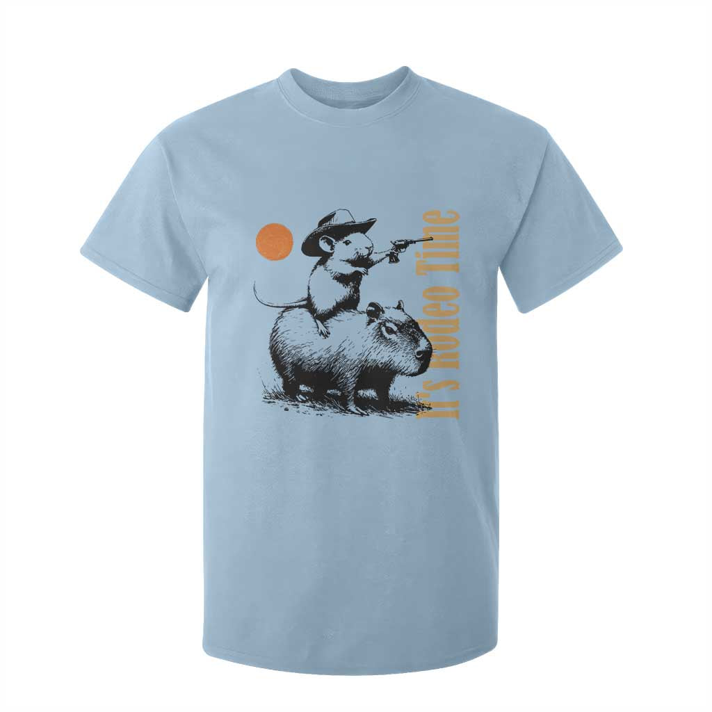 It Is Rodeo Time T Shirt For Kid Funny Wild West Mouse Riding Capybara TS12 Light Blue Print Your Wear