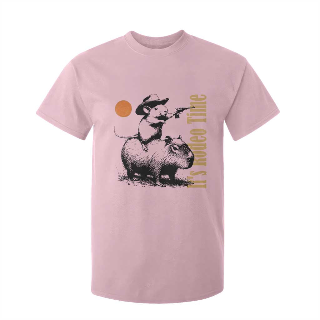 It Is Rodeo Time T Shirt For Kid Funny Wild West Mouse Riding Capybara TS12 Light Pink Print Your Wear