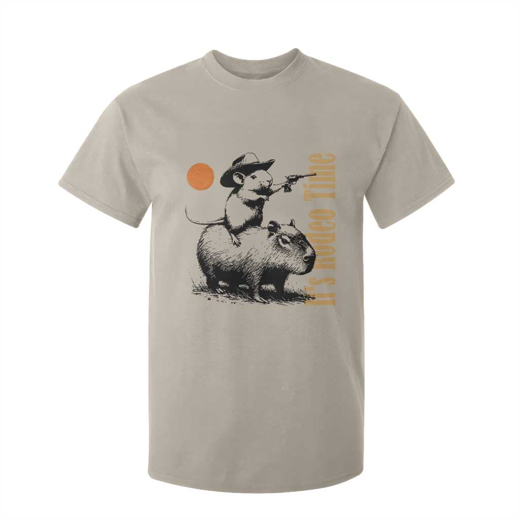 It Is Rodeo Time T Shirt For Kid Funny Wild West Mouse Riding Capybara TS12 Sand Print Your Wear