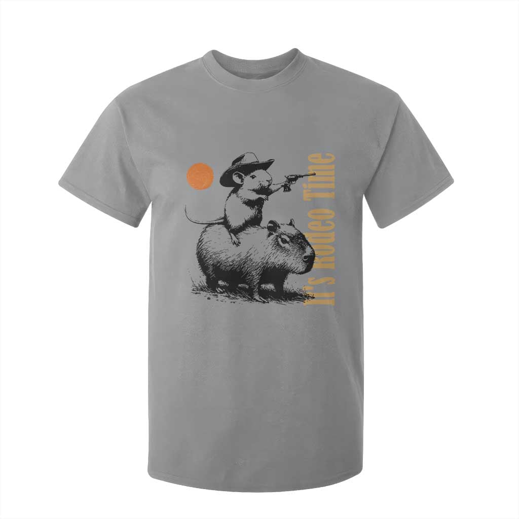 It Is Rodeo Time T Shirt For Kid Funny Wild West Mouse Riding Capybara TS12 Sport Gray Print Your Wear