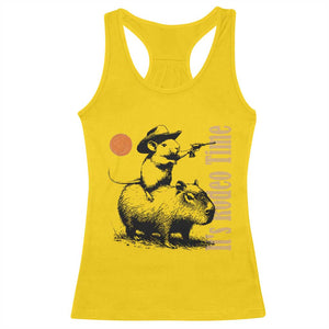 It Is Rodeo Time Racerback Tank Top Funny Wild West Mouse Riding Capybara TS12 Daisy Print Your Wear