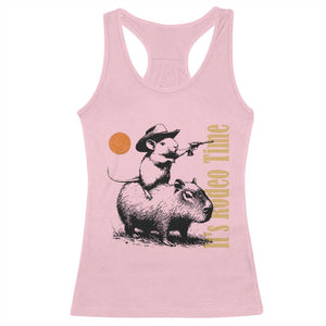 It Is Rodeo Time Racerback Tank Top Funny Wild West Mouse Riding Capybara TS12 Light Pink Print Your Wear
