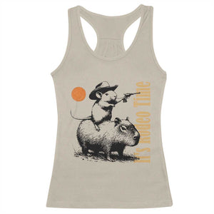 It Is Rodeo Time Racerback Tank Top Funny Wild West Mouse Riding Capybara TS12 Sand Print Your Wear