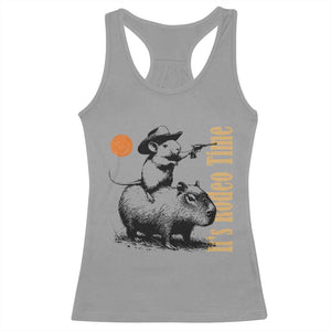 It Is Rodeo Time Racerback Tank Top Funny Wild West Mouse Riding Capybara TS12 Sport Gray Print Your Wear